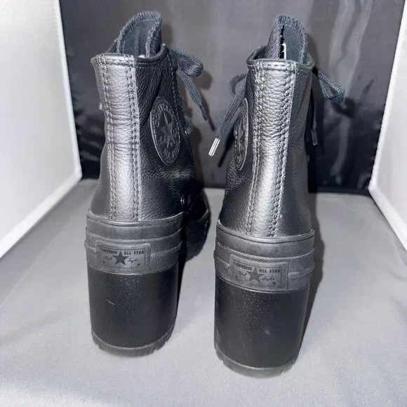 Converse Chuck 70 De Luxe Heel Leather High Boots Womens Size 6.5 Black Shoes - Picture 4 of 9